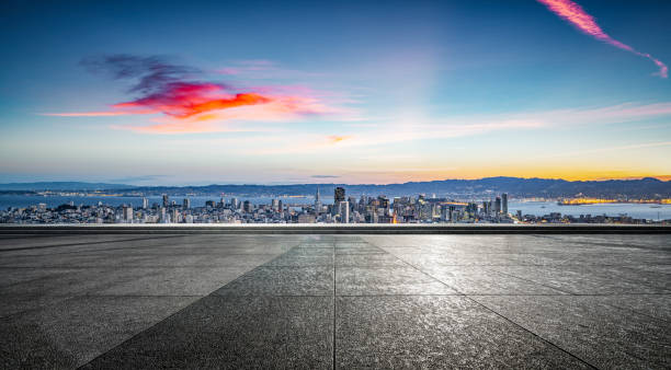 istock empty tiled floor front of san francisco downtown skyline 1060333044
