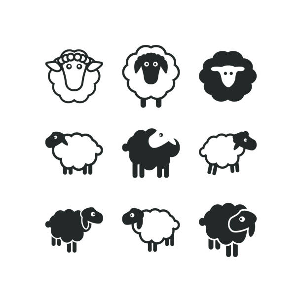 illustrations, cliparts, dessins animés et icônes de modèle d’icône de mouton - sheep
