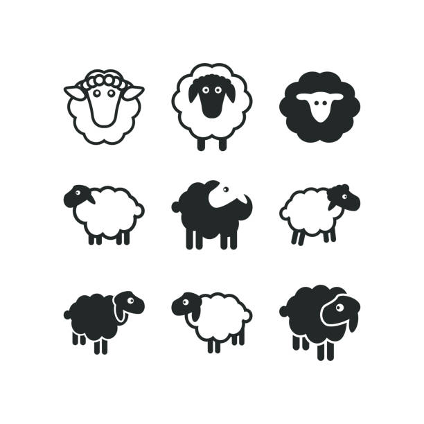 шаблон значка логотипа овец - sheep stock illustrations