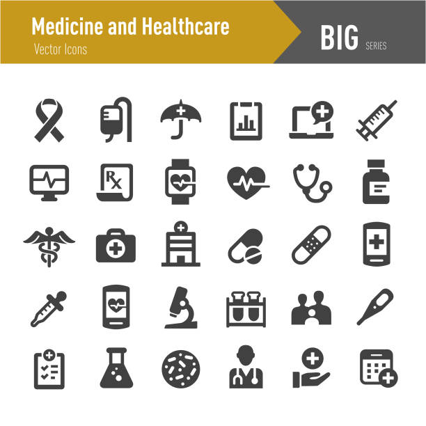 ilustraciones, imágenes clip art, dibujos animados e iconos de stock de medicina y salud iconos - grandes series - medical