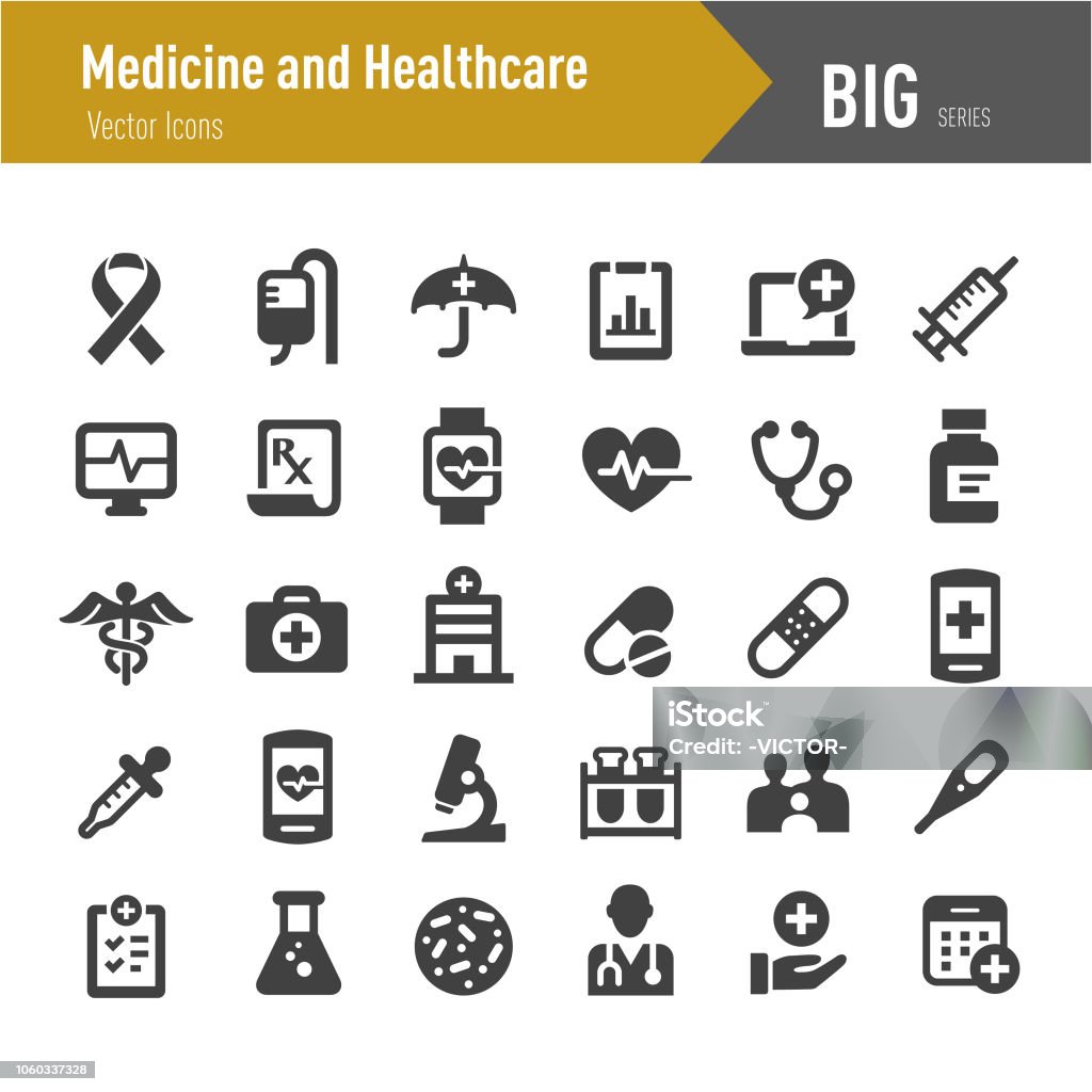 Medicine and Healthcare Icons - Big Series Medicine, Healthcare, Icon Symbol stock vector