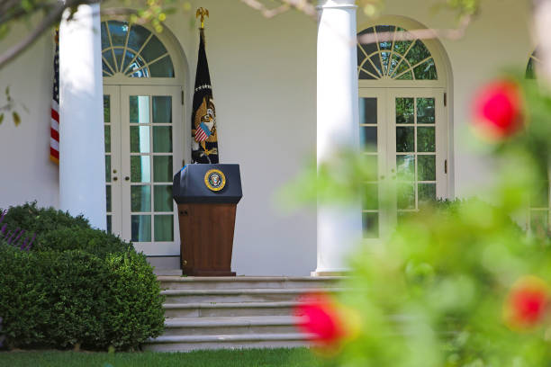 istock White House Podium Washington DC USA 1060338586