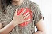Asian woman having heart attack