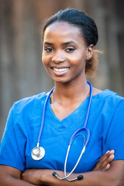 istock Young black female health care worker 1060340248