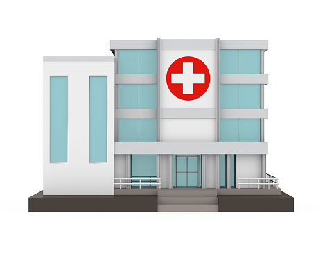 Hospital Building isolated on white background. 3D render