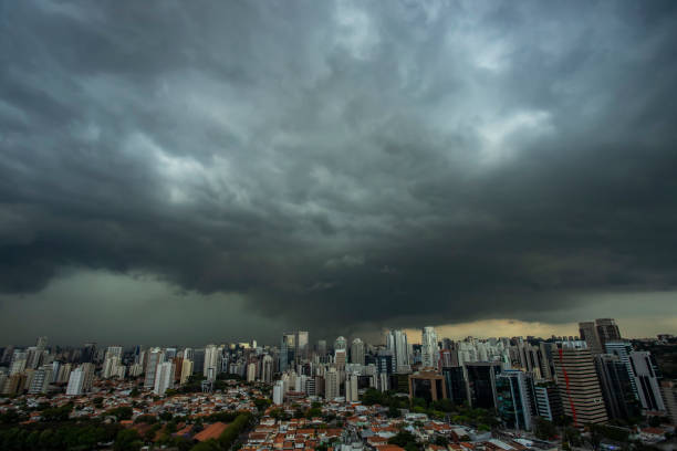 The rain arriving in Sao Paulo, Brazil stock photo