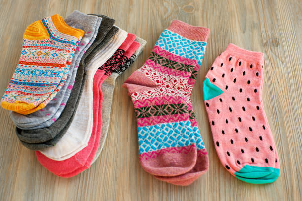 istock Knitted warm socks. Socks for autumn or winter. 1060365794