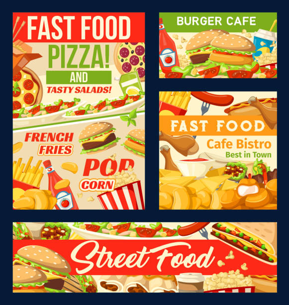 istock Fastfood restaurant and street food posters 1060381416