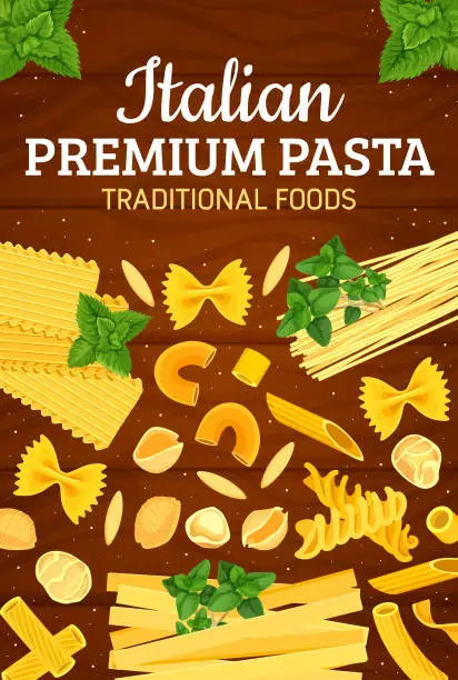 Vector illustration of Italian traditional premium pasta cuisine