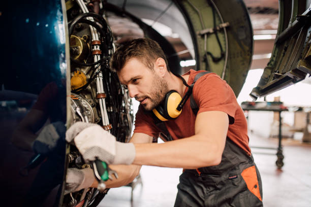 istock Young mechanic fixing an aircraft 1060400594