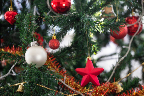 istock Christmas tree with red balls on it 1060400810