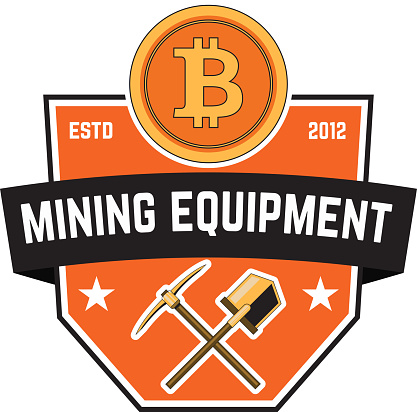 Cryptocurrency Mining Emblem Isolated On White Background Design ...