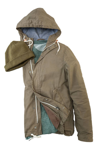 istock Casual olive green jacket and wool hat 1060425472