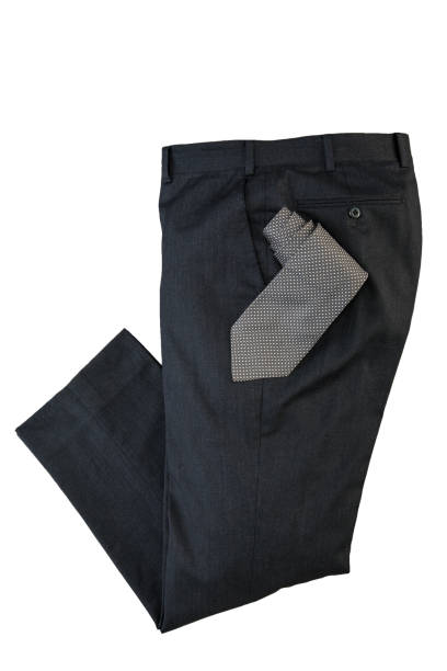 istock Dark dress suit trousers with leather belt 1060425766