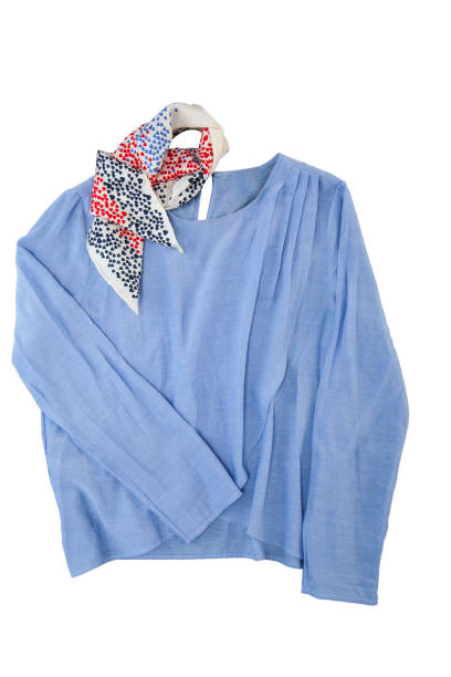 istock Blue ladies sweater with neck tie 1060425804