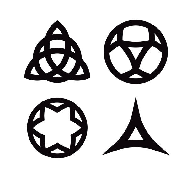 wiccan の記号、白い背景で隔離のアイコンのベクトルを設定します。異教トリクエトラとケルトノットと他の徴候。 - triquetra点のイラスト素材／クリップアート素材／マンガ素材／アイコン素材