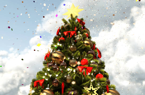 istock Colorful christmas tree with confetti 1060429444