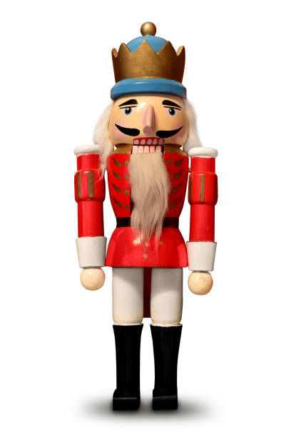 schiaccianoci isolato soldato figura decorazione natale legno - nutcracker foto e immagini stock