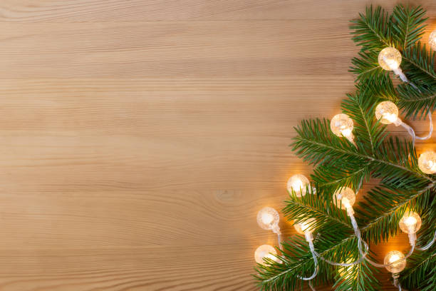 istock Close up of christmas tree with lights. Copy space 1060447602