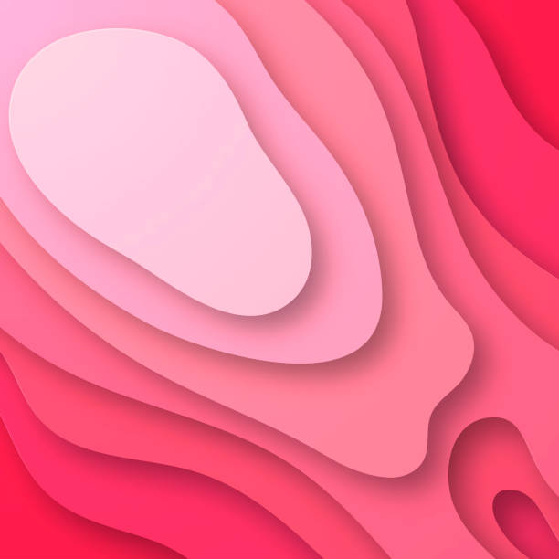 istock Paper cut background. Red, pink abstract wave shapes - Trendy 3D design 1060448614