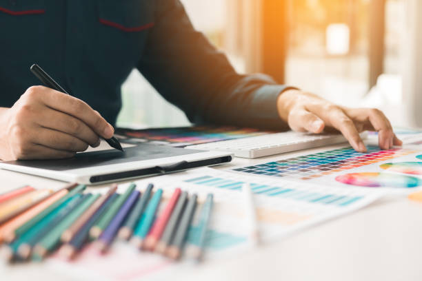 istock Close up interior design and renovation working with color samples for selection. 1060466026