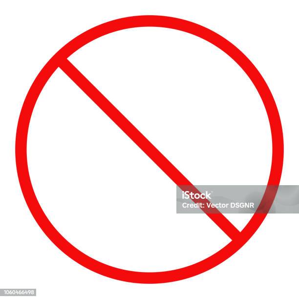 No Sign Forbidden Symbol Vector Stock Illustration - Download Image Now - 'No' Symbol, Strikethrough, Circle
