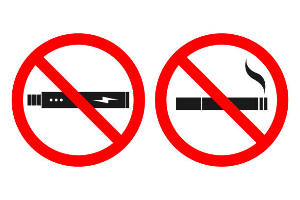 illustrations, cliparts, dessins animés et icônes de aucun signe de fumer. aucun signe vaping. vector - e cigarette