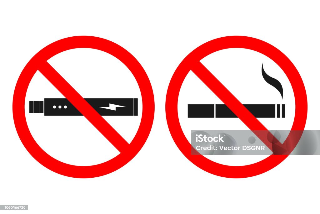 GEEN teken van roken. GEEN teken van VAPING. Vector - Royalty-free Bord niet roken vectorkunst