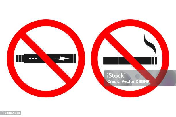 Geen Teken Van Roken Geen Teken Van Vaping Vector Stockvectorkunst en meer beelden van Bord niet roken
