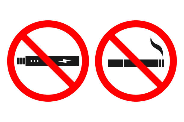 ilustrações, clipart, desenhos animados e ícones de não há sinais de fumo. nenhum sinal vaping. vector - no smoking sign smoking sign cigarette