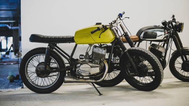 two bikes parked in a garage