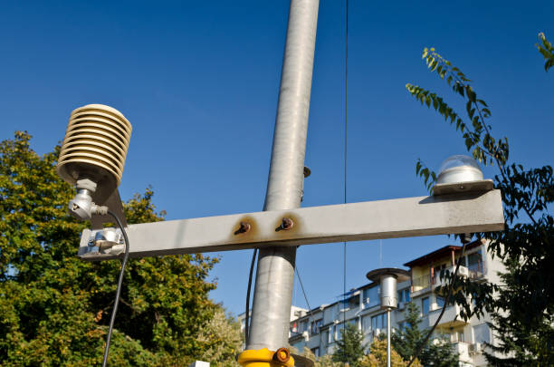 istock Temperature sensor in a meteo station on a blue sky 1060474296