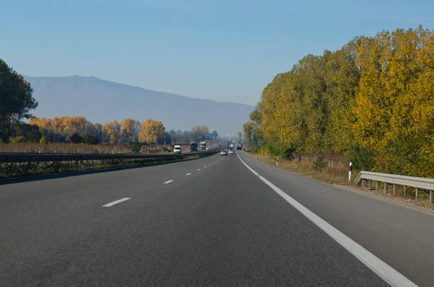 View from the top of a car driving down a motorway
