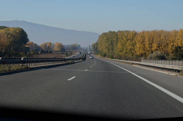 View from the top of a car driving down a motorway