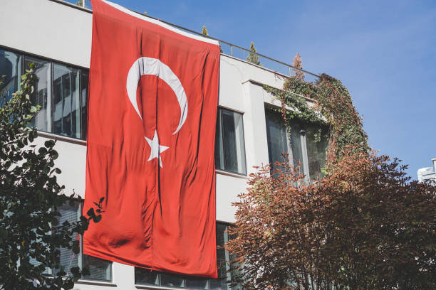 istock Turkish flag on the building wall 1060475050