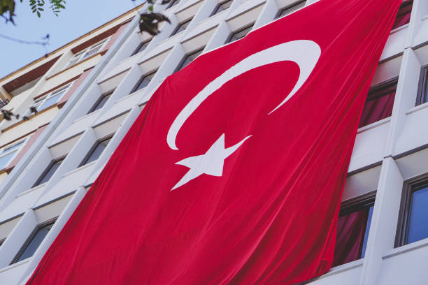 istock Turkish flag on the building wall 1060476300