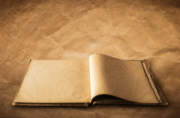 istock Opened old book, notebook on old paper background with clipping path easy for dicut. 1060479160
