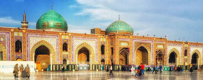 Mashhad, Iran - October 04, 2015: Holy Shrine of Imam Reza in Mashhad. The mausoleum of Imam Reza is the largest mosque in the world by dimension.