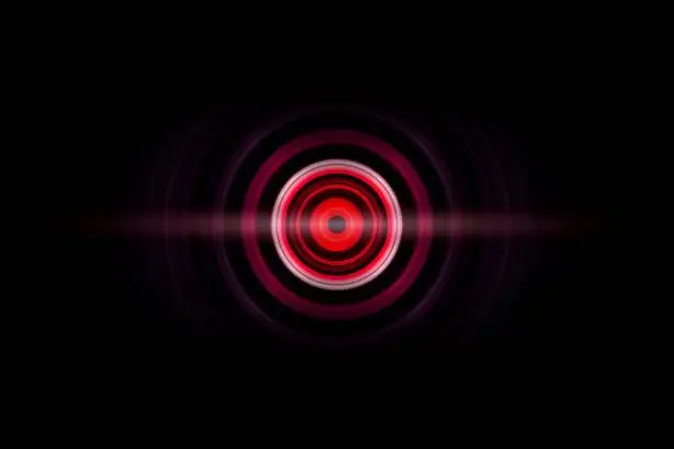 Photo of Abstract light red ring with sound waves oscillating background