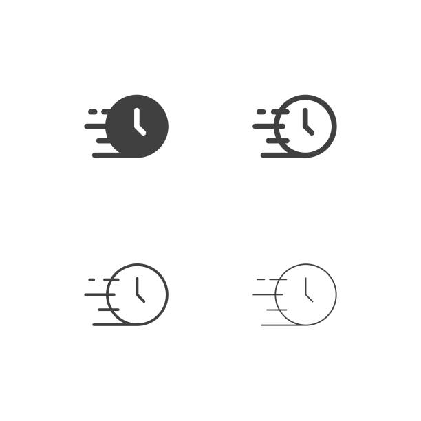 빠른 시간 아이콘-멀티 시리즈 - stopwatch speed clock time stock illustrations