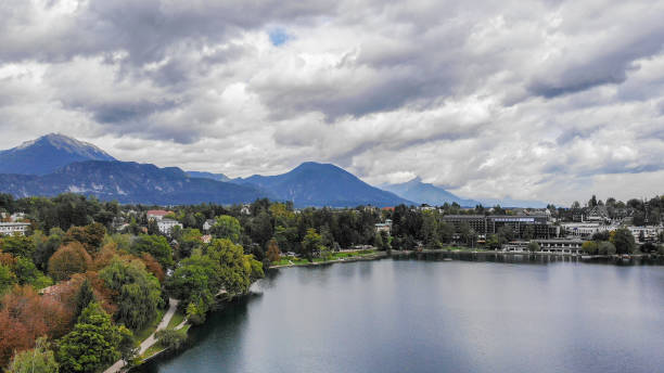 istock Aerial view of Bled lake 1060491494