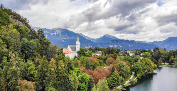 istock Aerial view of Bled lake 1060491604