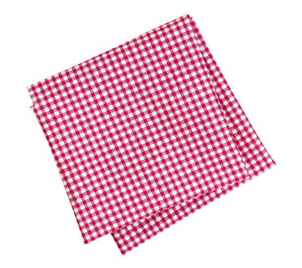 istock Checkered red and white napkin or folded tablecloth isolated on white background, clipping path included 1060495600