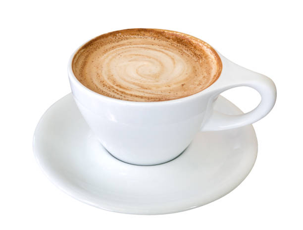 istock Hot coffee latte cappuccino spiral foam isolated on white background, clipping path included 1060495702