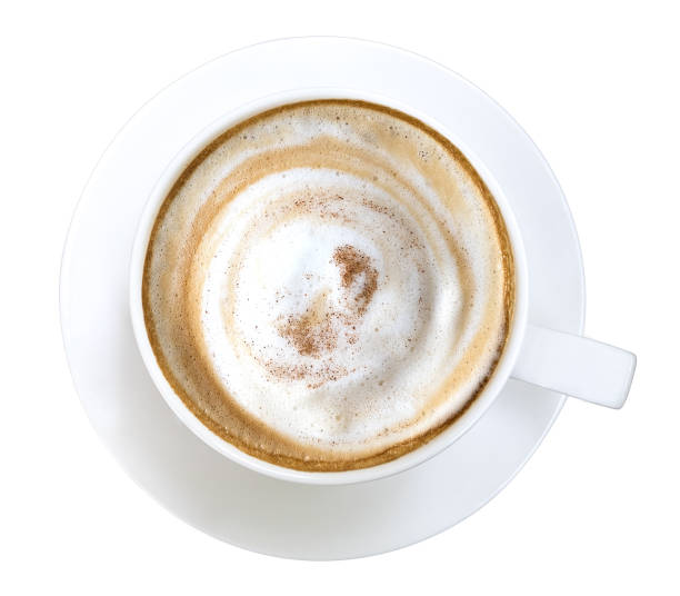 istock Top view of hot coffee cappuccino isolated on white background 1060495936