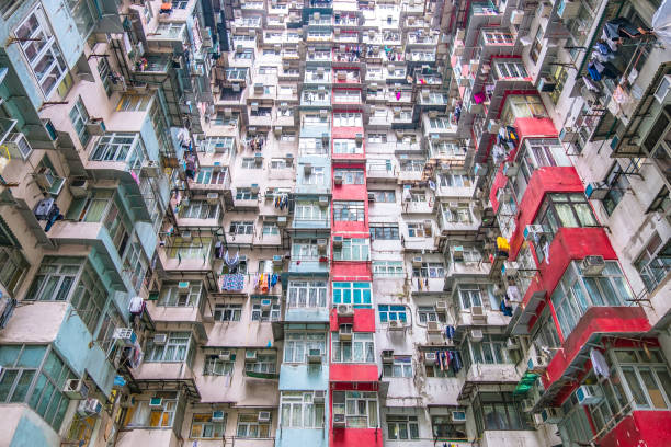 istock Old Dense residential building in Hong Kong 1060498822