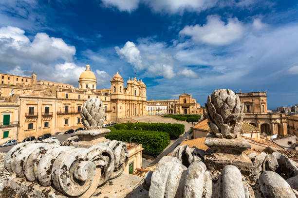 St Nicholas Cathedral of Noto, Sicily, Italy. St Nicholas Cathedral of Noto, Sicily, Italy. noto sicily stock pictures, royalty-free photos & images