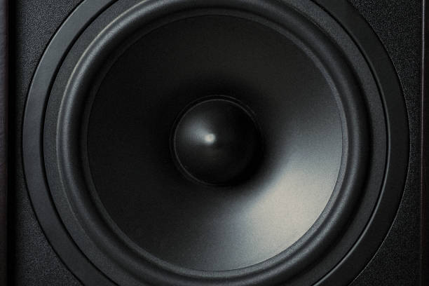 istock membrane sound speaker on black background, close up 1060502314