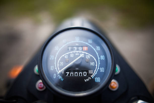istock Speedometer of a vintage motorcycle 1060504684