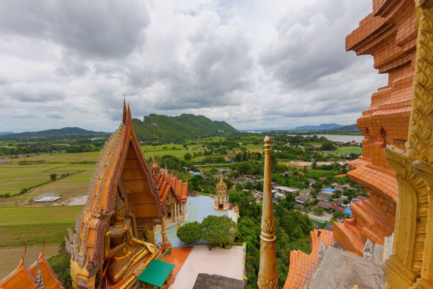 architecture top view of wat thai call wat tham sua at kanchanaburi i thailand